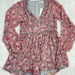 Francesca's Floral Romper NWT Women's M Long Sleeve
